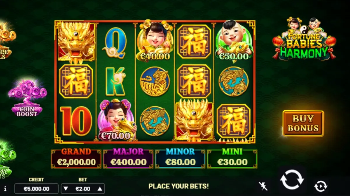 Tampilan visual slot Fortune Babies – Harmony dengan tema bayi keberuntungan dan simbol tradisional Tiongkok.