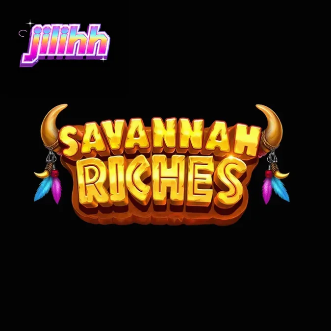 Pemandangan savana Afrika yang indah dengan simbol hewan liar di gulungan slot Savannah Riches.